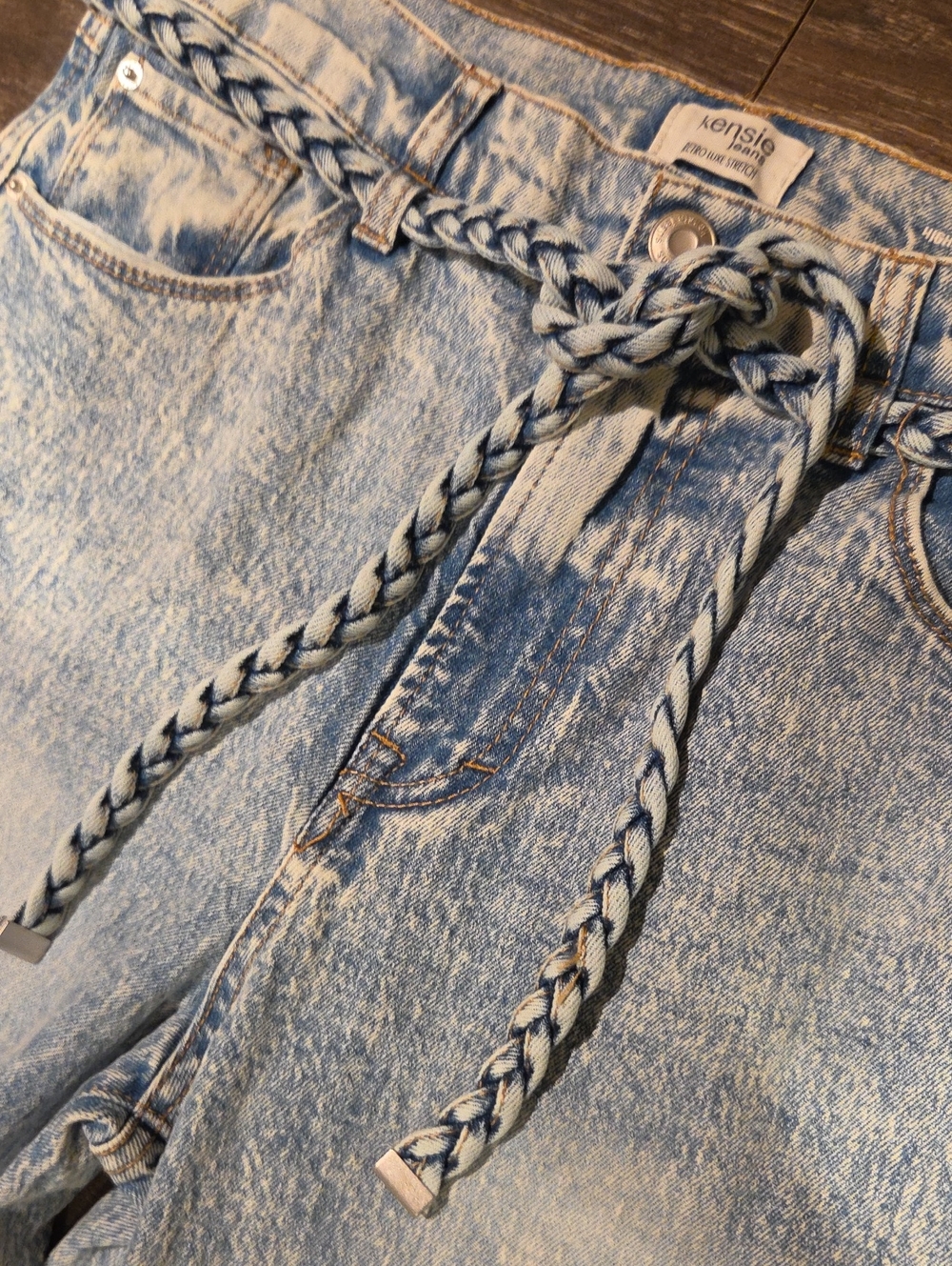 ❤️ NWOT! KENSIE CARLA HIGH RISE WIDE LEG JEANS WITH BRAIDED BELT, 6 (28) - Picture 9 of 12